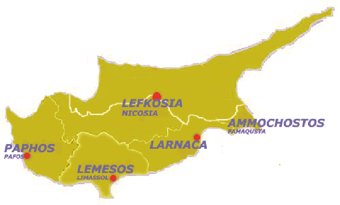 Cyprus map, map of cyprus paphos